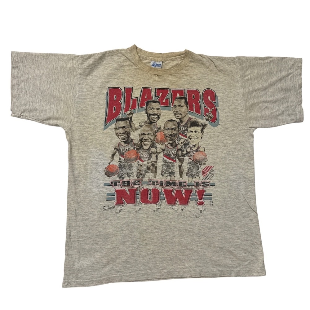 Vintage 1992 Portland Blazers Salem Sportswear Caricature T-Shirt Gray Large